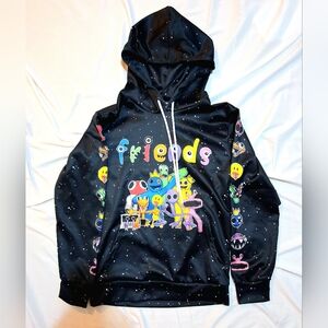 Rainbow Friends Boys Pullover Black Hoodie Size 9-10Y